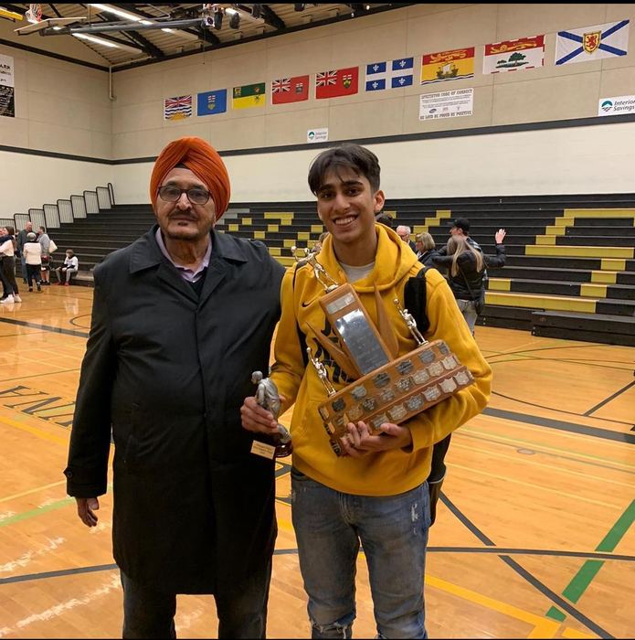 Ajay Gill early basketball recognition — trophy and awards from formative years